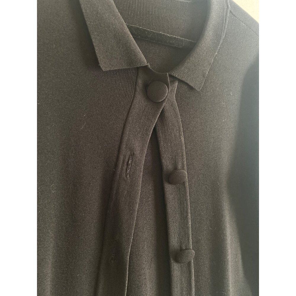 Black Button-Up Cardigan Sweater With Polo Collar Women's Size M - Picture 4 of 5